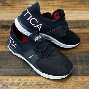 Nautica Boys Slip On Lightweight Mesh Athletic Sneakers Navy Red White US 4